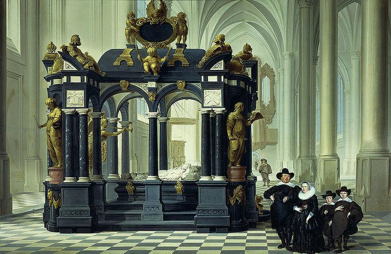Dirk van Delen A family beside the tomb of Willem I in the Nieuwe Kerk, Delft. France oil painting art